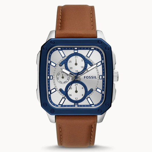 Fossil Men’s Quartz Brown Leather Strap Silver Dial 42mm BQ2658
