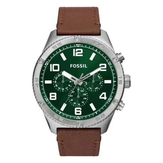 Fossil Men’s Quartz Brown Leather Strap Green Dial 50mm BQ2801