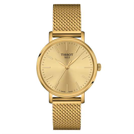 Tissot Women’s Quartz Swiss Made Gold Stainless Steel Champagne Dial 34mm Watch T143.210.33.021.00