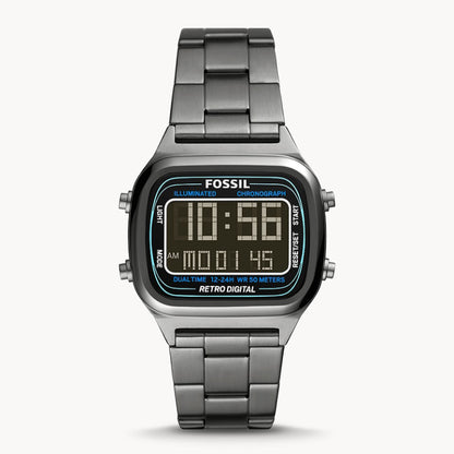 Fossil Men’s Digital Grey Stainless Steel Negative Display Dial 40mm Watch FS5846 - twentyfour