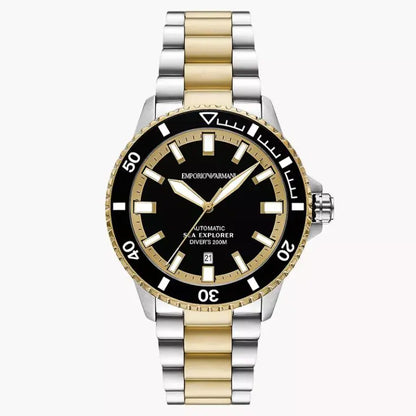 Emporio Armani Men’s Automatic Two-Tone Stainless Steel Black Dial 42mm Watch AR 60089
