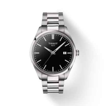 TISSOT Men’s Quartz Swiss Made Silver Stainless Steel Black Dial 40mm Watch T150.410.11.051.00
