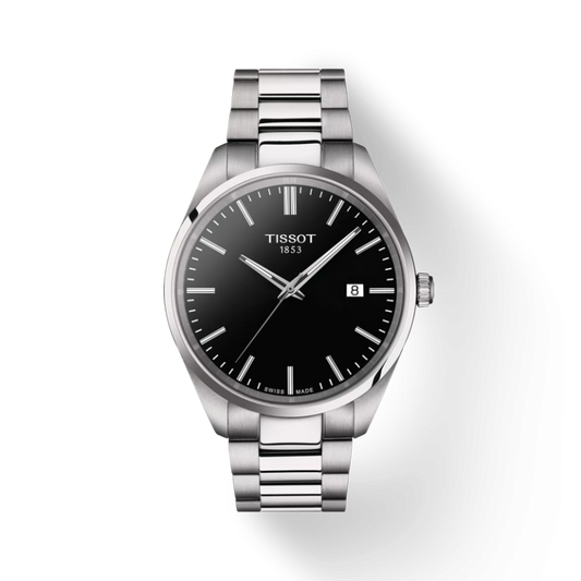 TISSOT Men’s Quartz Swiss Made Silver Stainless Steel Black Dial 40mm Watch T150.410.11.051.00
