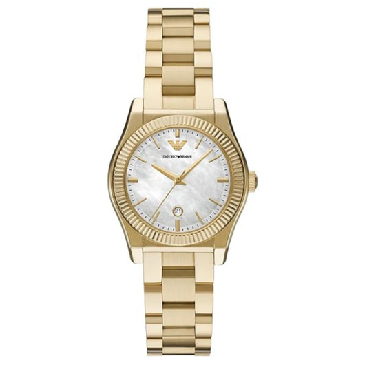 Emporio Armani Women’s Quartz Gold Stainless Steel Mother Of Pearl White Dial 32mm AR11657