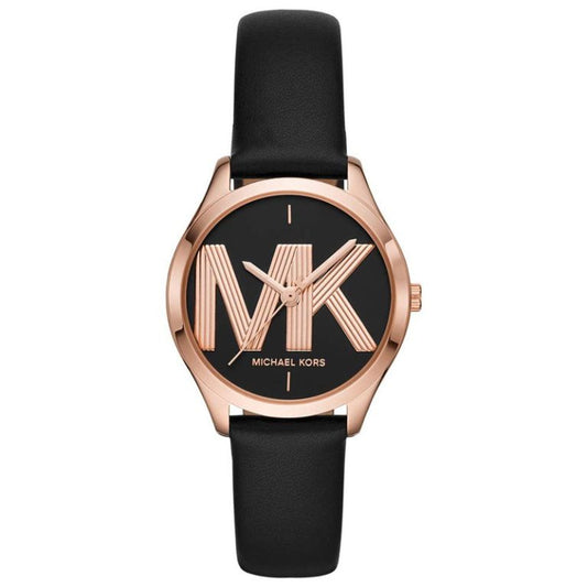 Michael Kors Women’s | Black Leather Strap Black Dial 34mm MK2860
