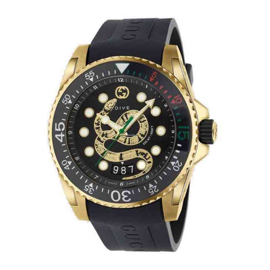 Gucci Men’s | Quartz Silicone Strap Black Dial 45mm YA136219