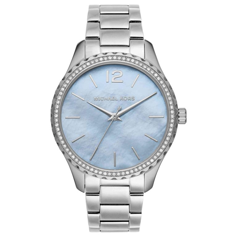 Michael Kors Women’s Quartz Silver Stainless Steel Blue Mother Of Pearl Dial 38mm Watch MK6847