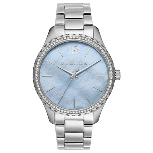 Michael Kors Women’s Quartz Silver Stainless Steel Blue Mother Of Pearl Dial 38mm Watch MK6847