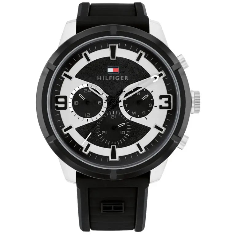 Tommy Hilfiger Men’s Quartz Black Silicone Strap Black Dial 50mm Watch 1792074 - twentyfour