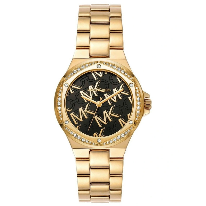 Michael Kors Women’s Quartz Gold Stainless Steel Black Dial 37mm Watch MK7404
