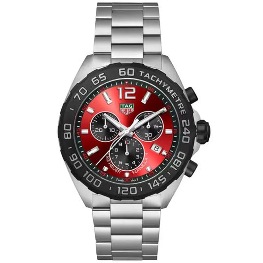Tag Heuer Formula 1 Men’s Quartz Swiss Made Silver Stainless Steel Red Dial 43mm Watch CAZ101AN.BA0842 - twentyfour