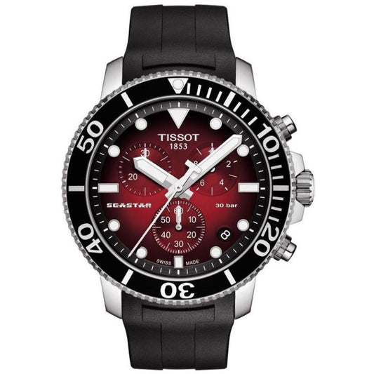 TISSOT Men’s Quartz Swiss Made Black Silicone Strap Red Dial 45mm Watch T120.417.17.421.00