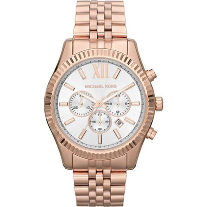 Michael Kors Women’s | Quartz Rose Gold Stainless Steel Silver White | Dial 45mm Watch MK 8313