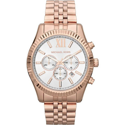 Michael Kors Women’s | Quartz Rose Gold Stainless Steel Silver White | Dial 45mm Watch MK 8313