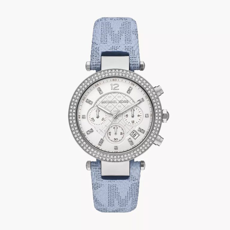 Michael Kors Women’s MK6936 |  Sky Blue Leather Strap Silver Dial 39mm