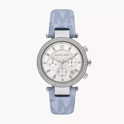 Michael Kors Women’s MK6936 |  Sky Blue Leather Strap Silver Dial 39mm