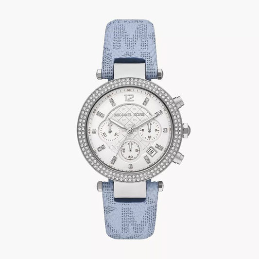 Michael Kors Women’s MK6936 |  Sky Blue Leather Strap Silver Dial 39mm