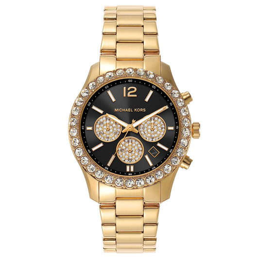 Michael Kors Women’s Quartz Gold Stainless Steel Black Dial 40mm Watch MK7414