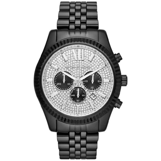 Michael Kors Men’s Quartz Black Stainless Steel Silver Dial 45mm Watch MK8605