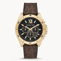 Michael Kors Men’s Quartz Brown Silicone & Leather Strap Black Dial 45mm Watch MK8849