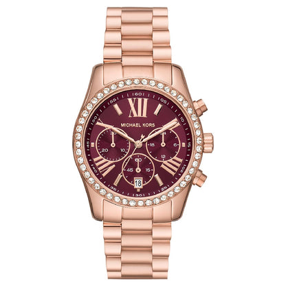 Michael Kors Women’s Quartz Rose Gold Stainless Steel Red Dial 38mm Watch MK7275