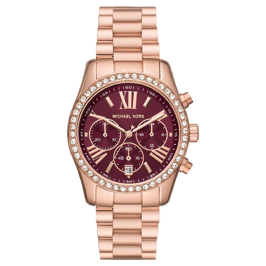 Michael Kors Women’s Quartz Rose Gold Stainless Steel Red Dial 38mm Watch MK7275
