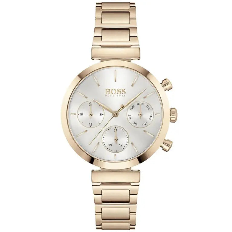 Hugo Boss Women’s Chronograph Quartz Gold Stainless Steel Silver Dial 36mm Watch 1502531