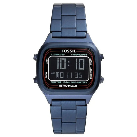 Fossil Men’s Digital Blue Stainless Steel Negative Display Dial 40mm FS5896