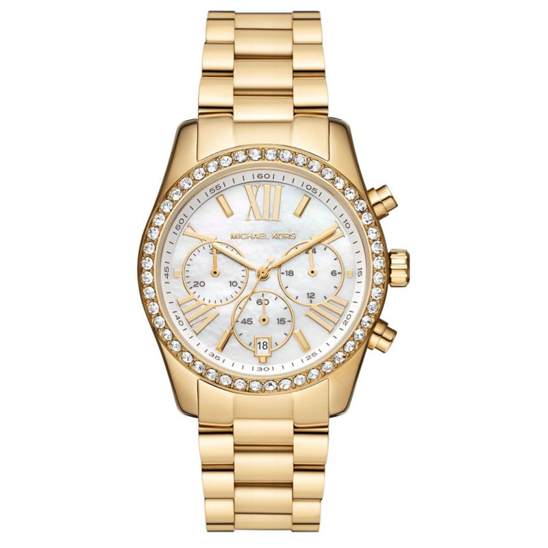 Michael Kors Women’s Quartz Gold Stainless Steel Mother Of Pearl Dial 38mm Watch MK7241
