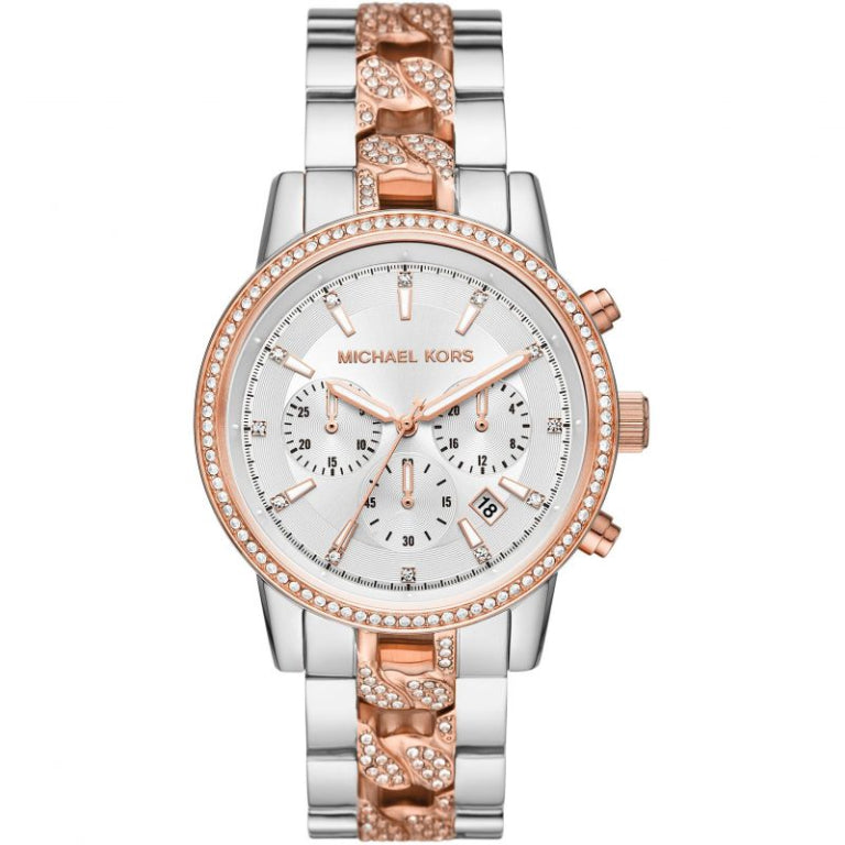 Michael Kors Women’s Quartz Two-tone Stainless Steel Silver Dial 41mm Watch MK-6938