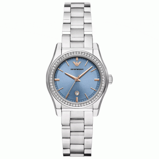 Emporio Armani Women’s Quartz Silver Stainless Steel Blue Dial 32mm  AR11593