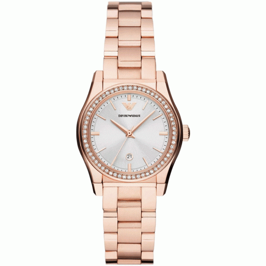 Emporio Armani Women’s Quartz Rose Gold Stainless Steel Silver Dial 32mm  AR11558