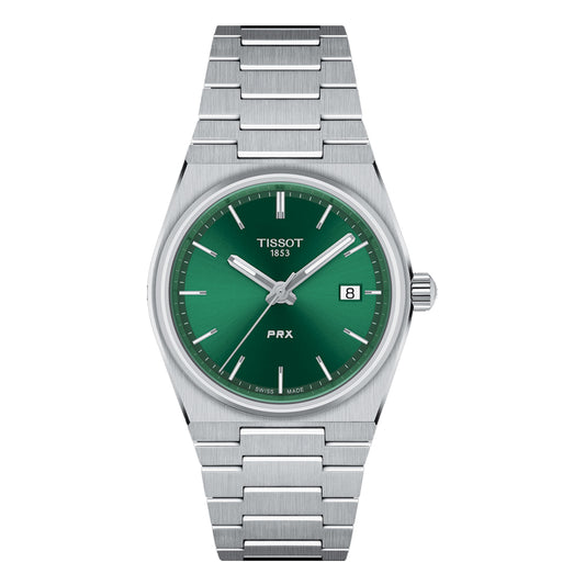 TISSOT PRX Unisex Quartz Swiss Made Silver Stainless Steel Green Dial 35mm Watch T137.210.11.081.00