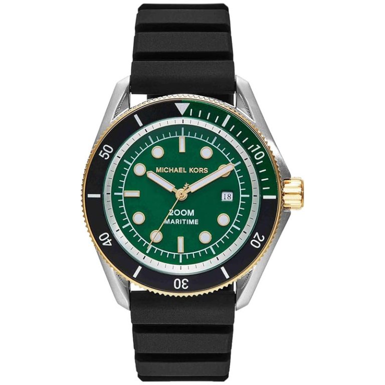 Michael Kors Men’s | Black Silicone Strap Green Dial 42mm MK9158