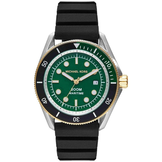 Michael Kors Men’s | Black Silicone Strap Green Dial 42mm MK9158