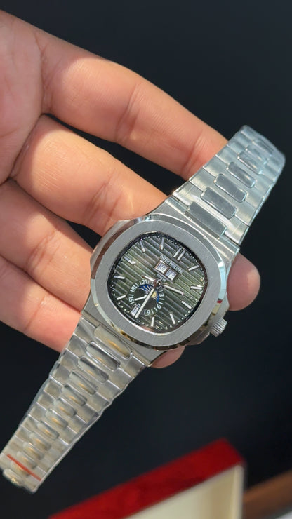Pp Auto | Silver Chain | DayDate Edition | Moonphase | Green Dial