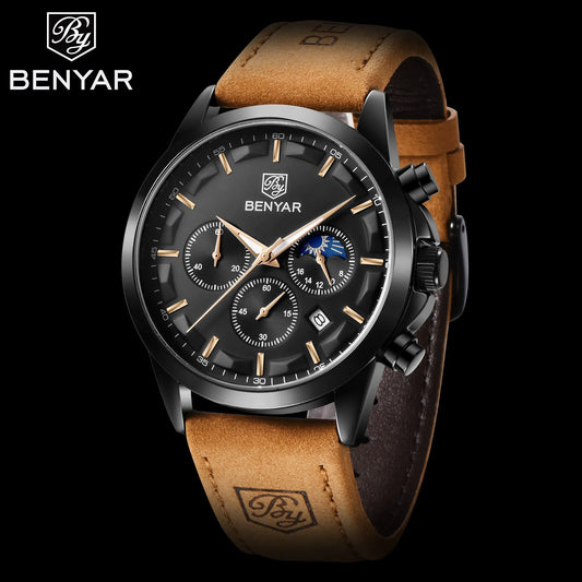 BENYAR BY-5160L BBBN | Moonphase Chronograph Watch