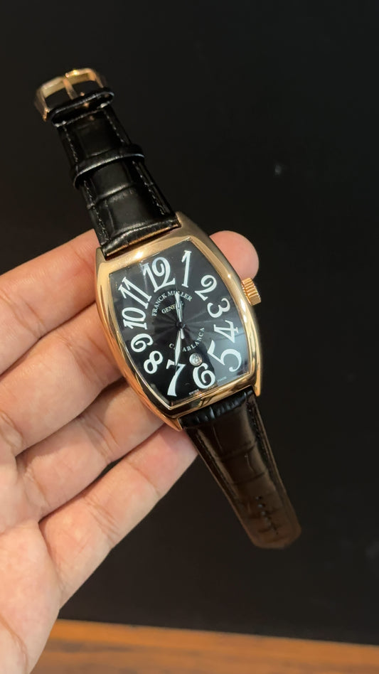 Franck muller Rose  | Black Leather Strap | Black Dial