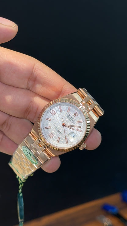 Land Dweller | Rose Chain | White Textured Dial