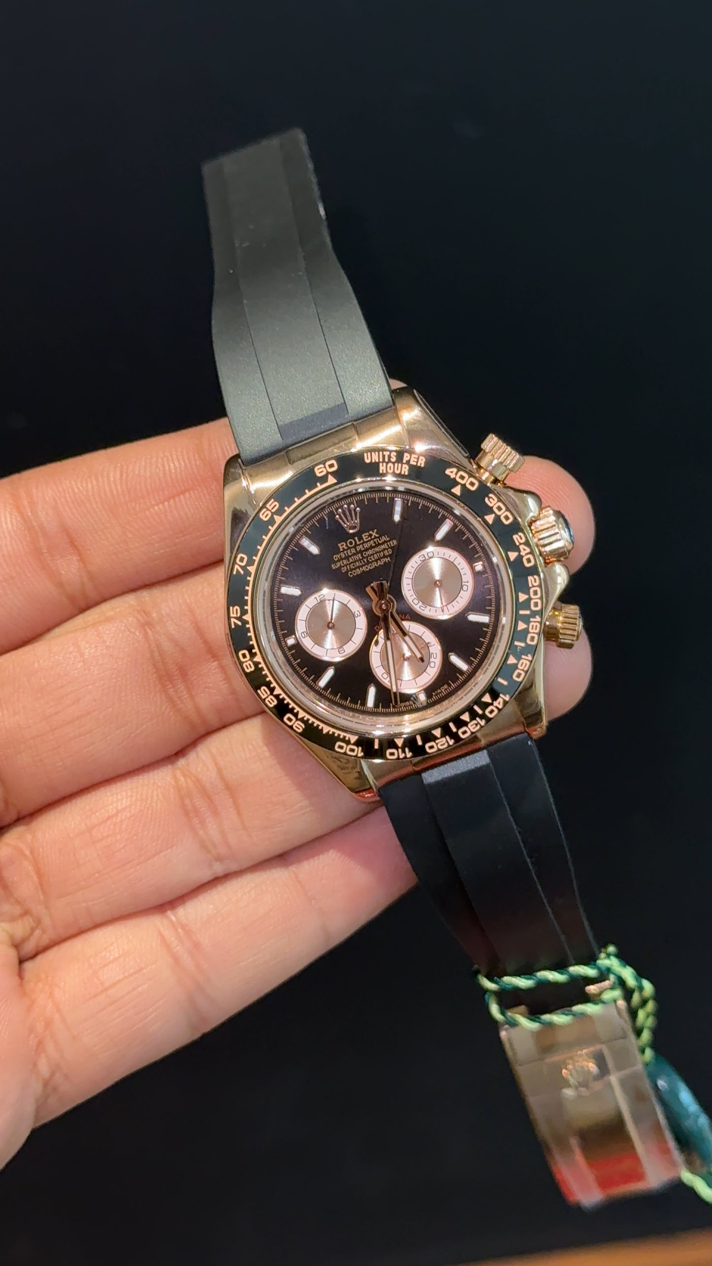 Daytona | Rose | Pvc Strap | Chr | Black Dial