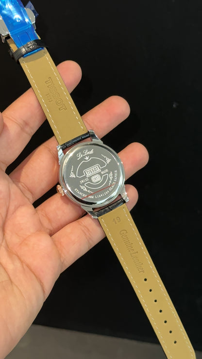 Tissot Rose | Black Leather Strap | Rose Digit Black Textured Dial