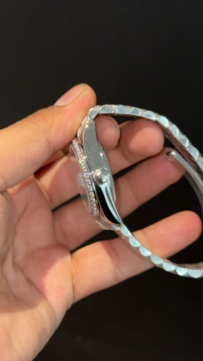 Daydate | 36mm | Silver Chain | Diamond Case | Black Index Dial - twentyfour