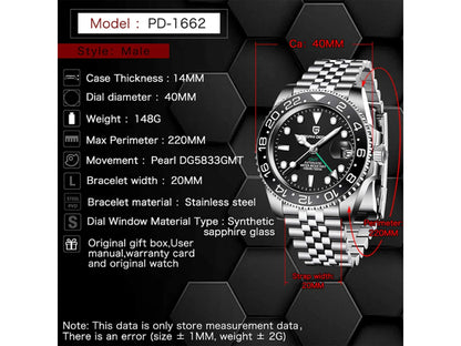 Pagani Design PD-1662 GMT Bruce Wayne 40MM Men's Automatic