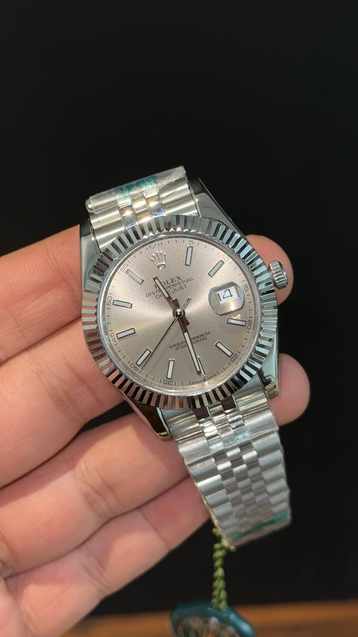 Premium Datejust | Silver Chain | Light Grey Dial