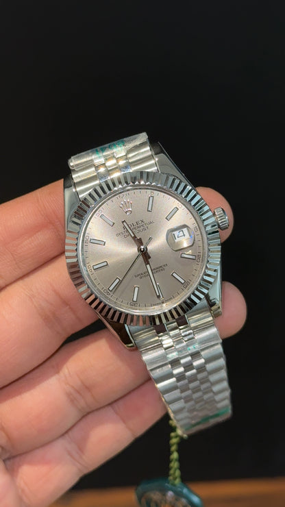 Premium Datejust | Silver Chain | Light Grey Dial