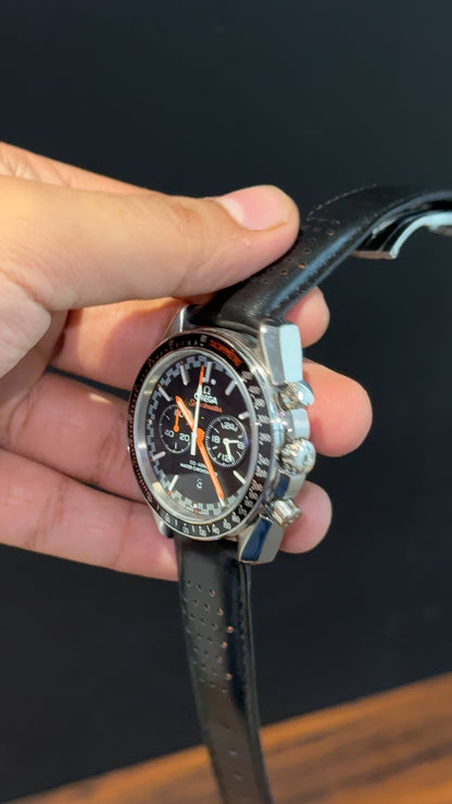 Omega Speedmaster | Black Strap | Chrono | Orange Needles | Black Dial