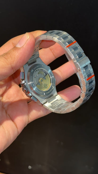 PP Auto | Silver Chain | Dual Time Edition | Black Dial