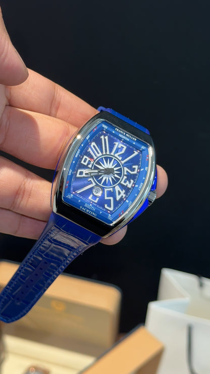 Premium Franck Muller | Vanguard Edition | Blue Leather Strap | Blue Dial