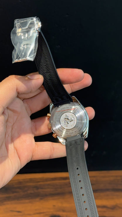 Omega Speedmaster | black Strap | Silver Rose Case | Chrono | Black Dial