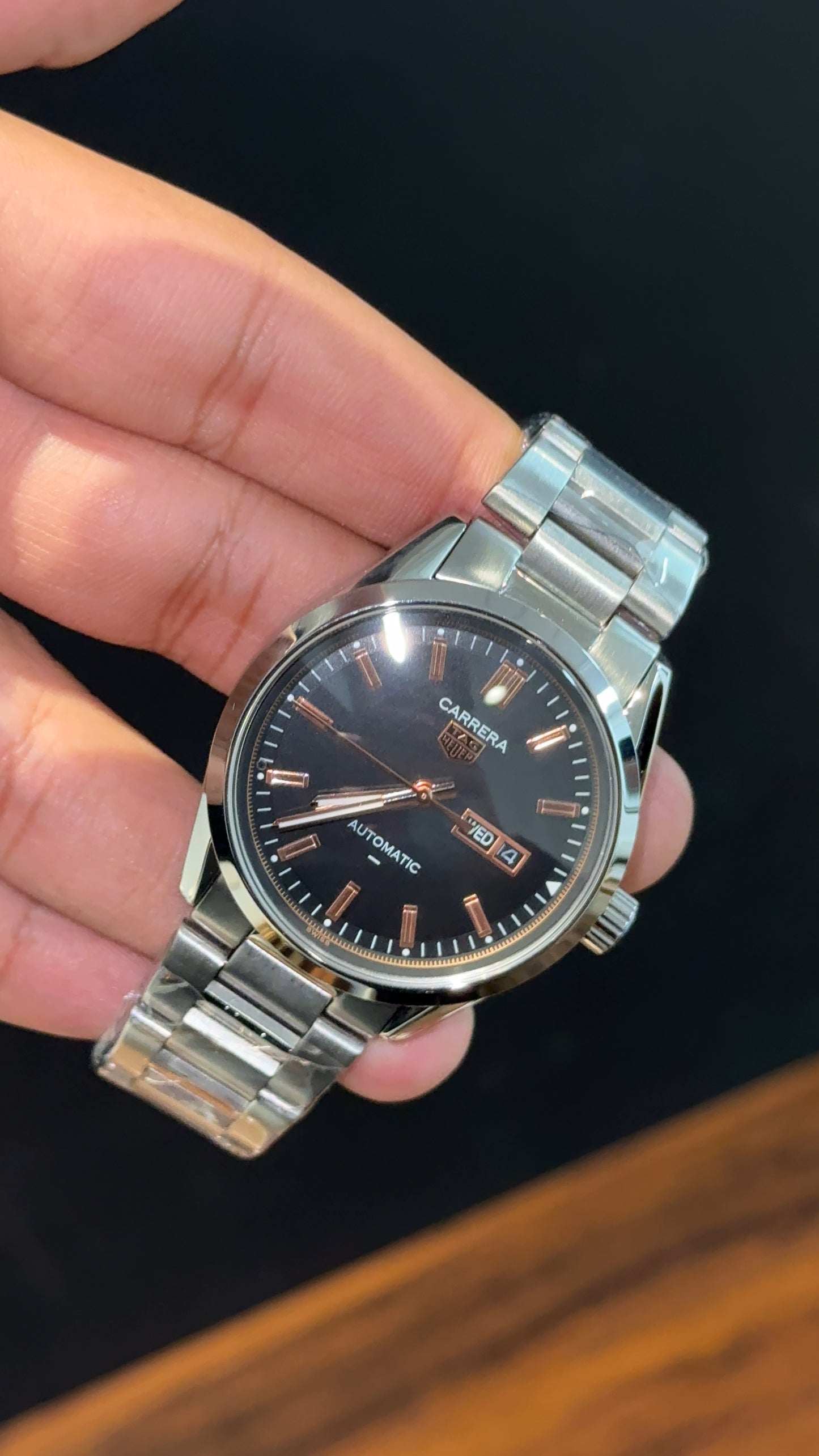 Tag Carrera | DayDate | Silver Chain | Black Rose Dial